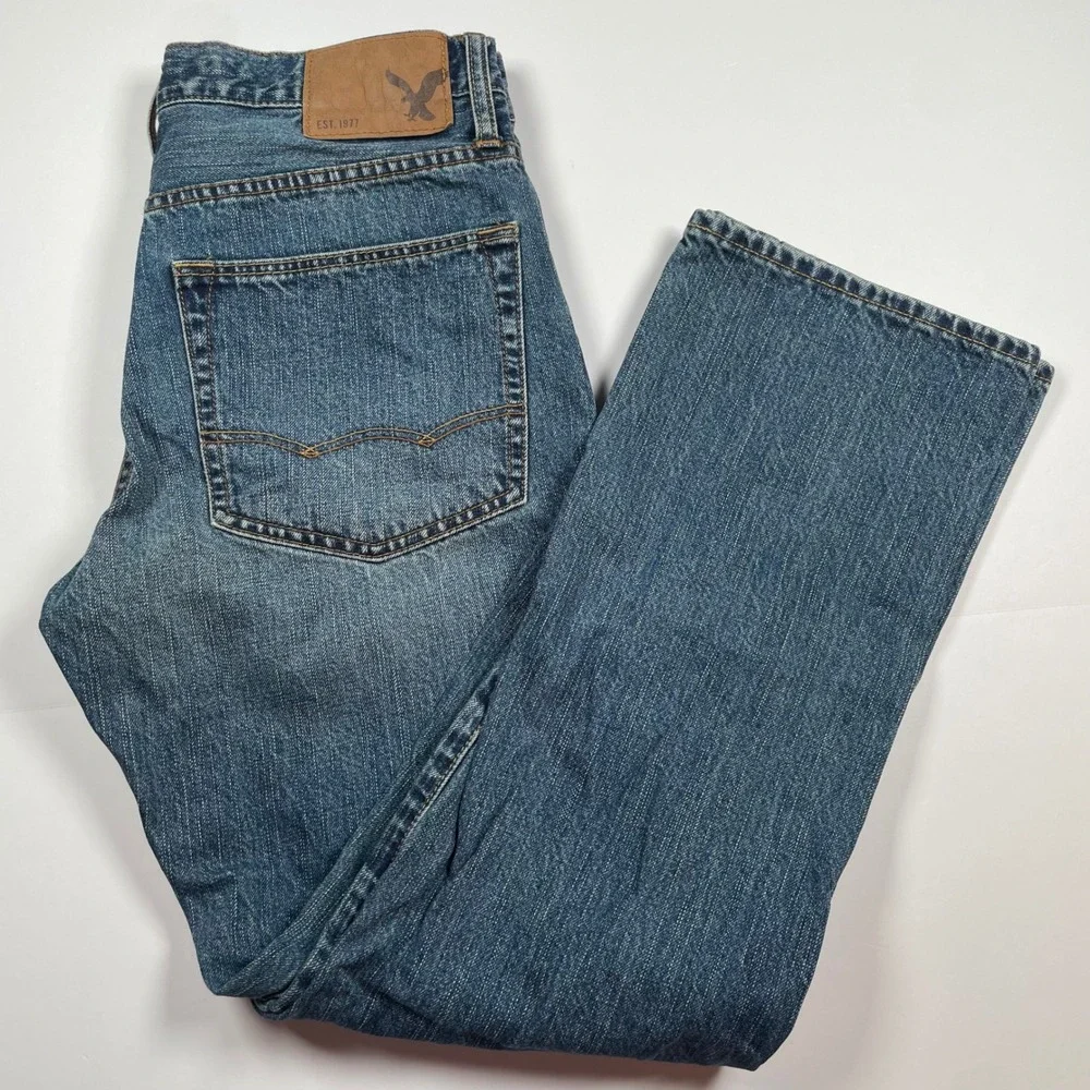 American Eagle Relaxed Straight Jeans Mens‎ 29x30 Medium Wash Denim Pants
